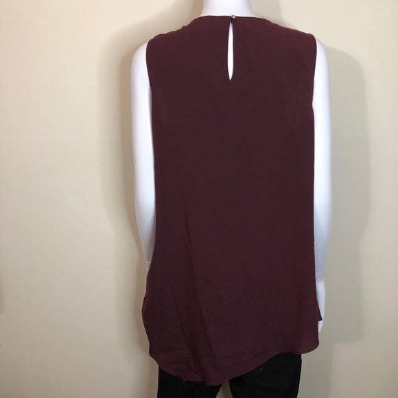 WHBM Ruffle Sleeveless Tunic Top Cranberry color M - Picture 2 of 2